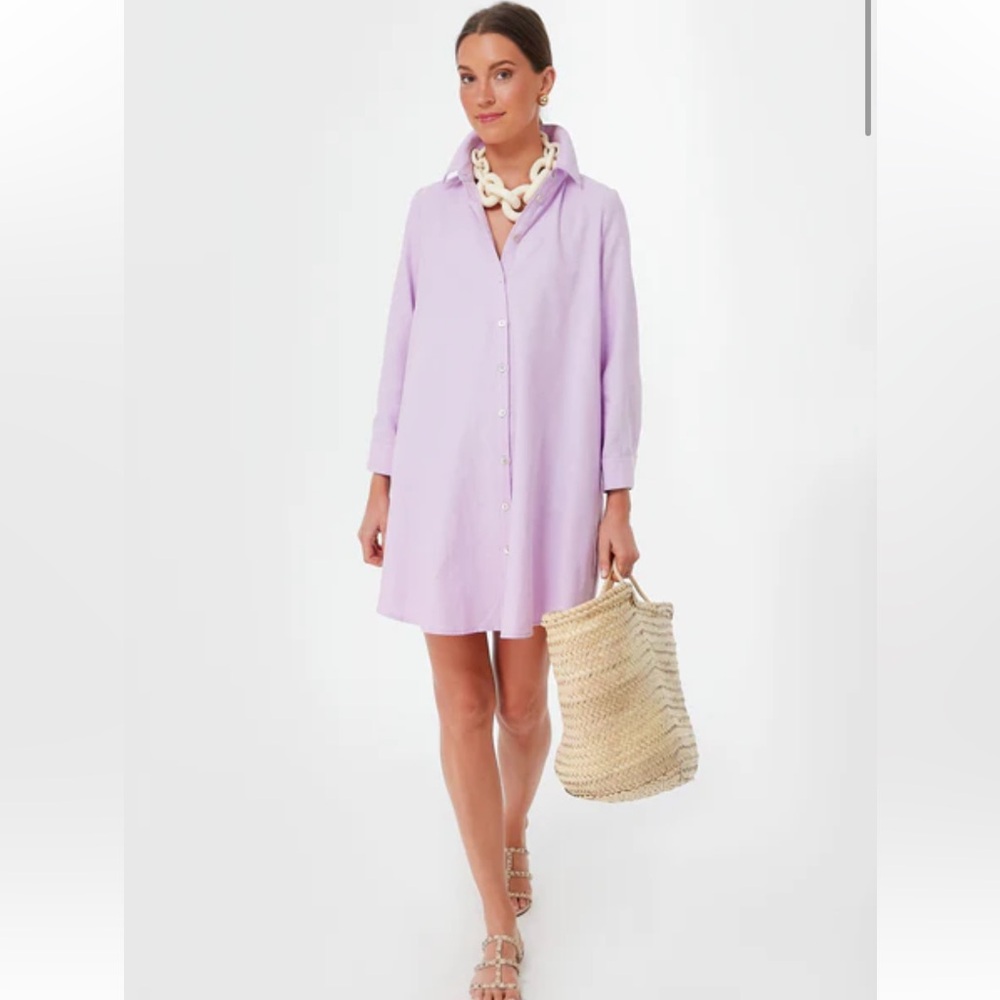 Tuckernuck Pomander Place Lavender Oxford Harris Shirt Dress Size Medium